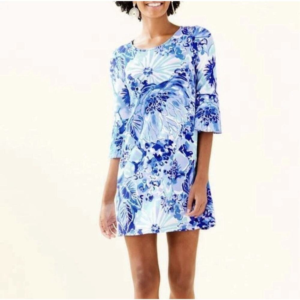 Lilly Pulitzer Ophelia Swing Dress Catch N Keep Women's XL Coastal Blue Floral